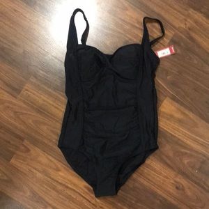 Black one piece bathing suit